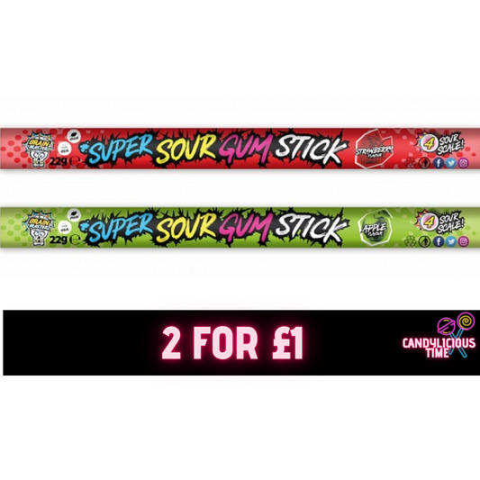 Brain Blasterz Super Sour Gum Stick (22g) 2 for £1