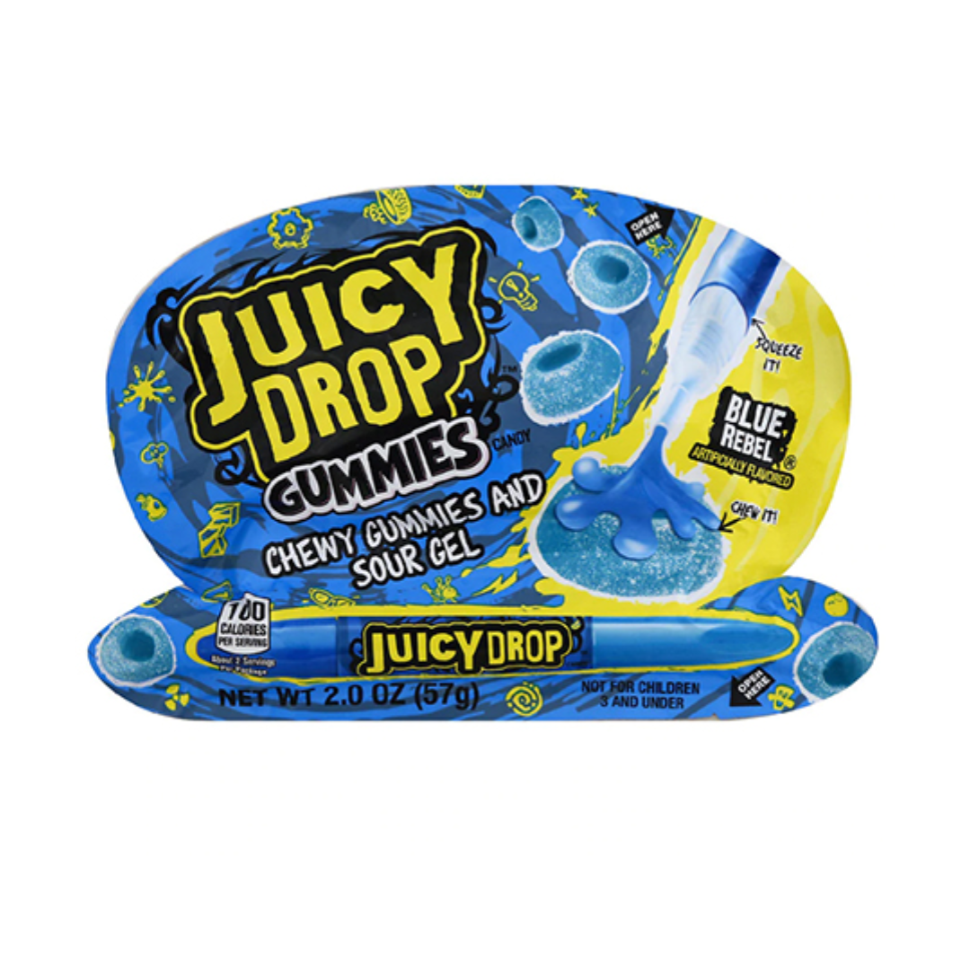 Juicy Drop Gummies and Sour Gel (57g) - Blue Raspberry