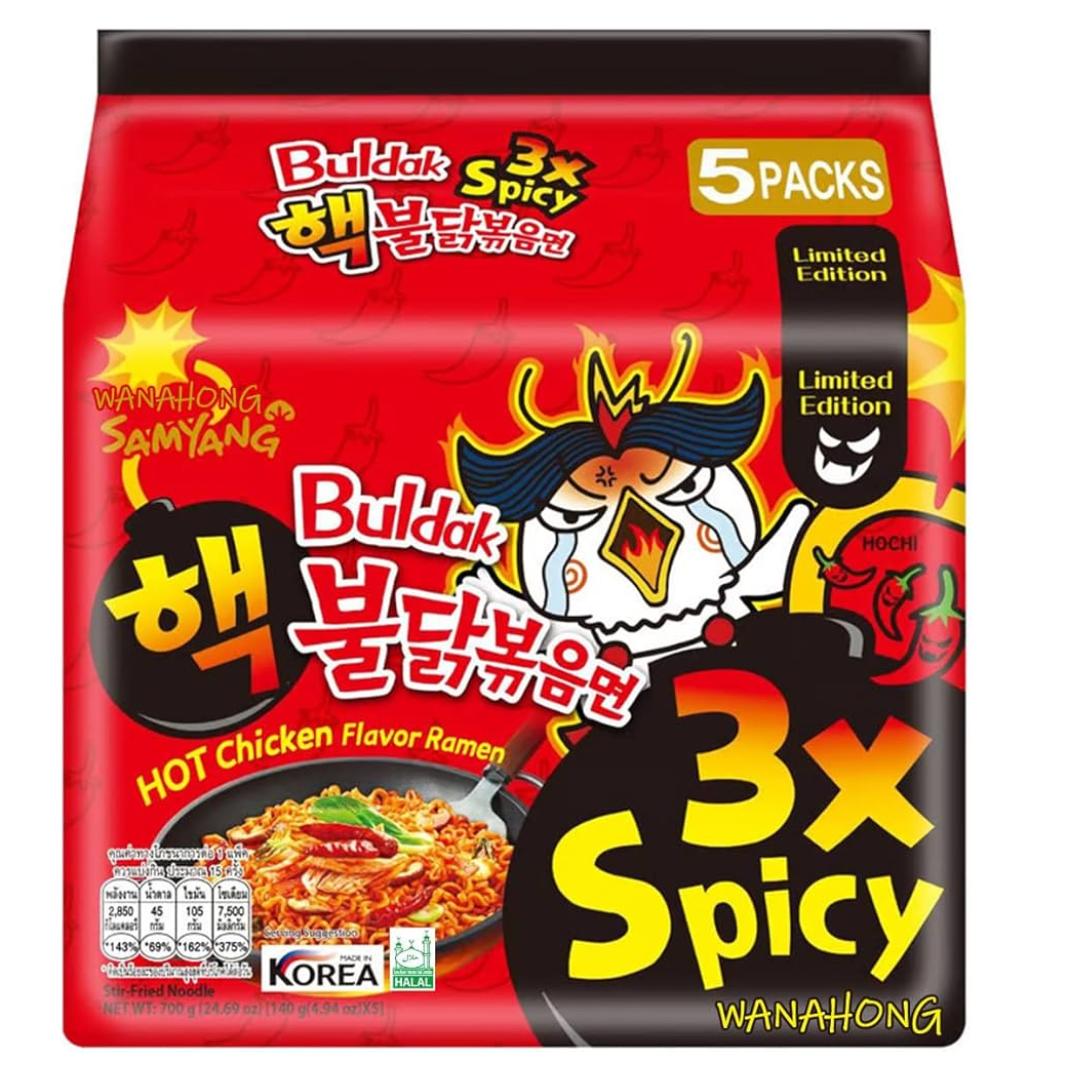 3x Spicy Hot Chicken Ramen - 5 pack