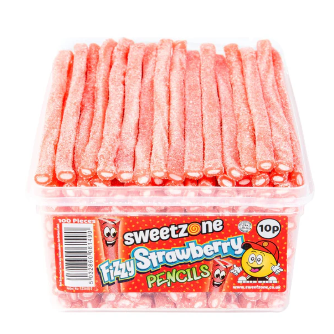 Sweetzone Fizzy Strawberry Pencils Tub