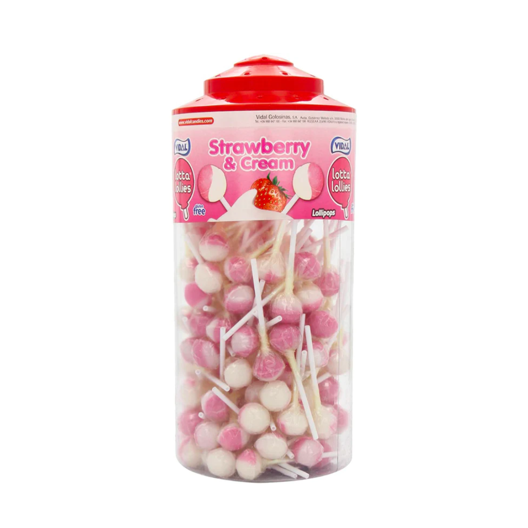 Vidal Lotta Lollies Strawberry & Cream Tub