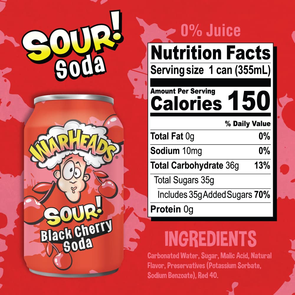 Warheads Sour Black Cherry Soda (355ml)