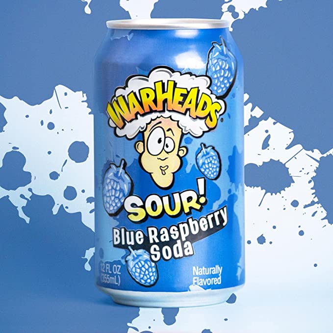 Warheads Sour Blue Raspberry Soda (355ml)